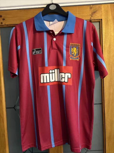 Aston Villa Home Football Shirt Men’s Medium ASICS ‘YORKE 18’ Vintage 1993/95