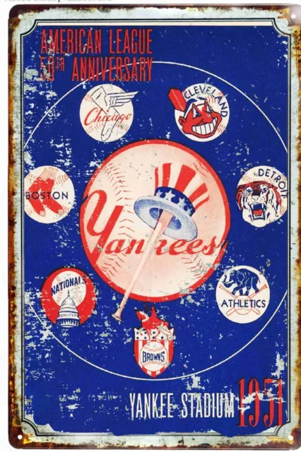 New York Yankees Program Tin Sign 8 x 12 ALL METAL