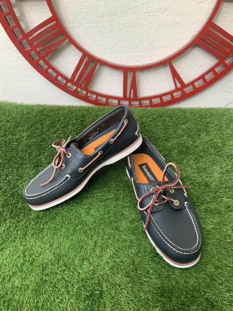 Men’s Timberland Navy Blue Leather Slip On Shoes Size UK 7