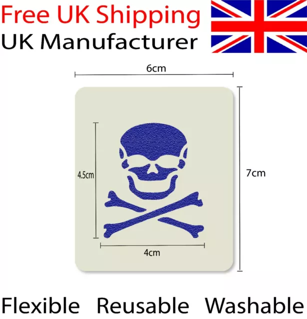 Skull Crossbones Crafting Card Making  Face Painting Stencil 7cm x 6cm Reusable