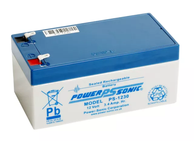 PS-1230 Power-Sonic 12 volt 3.4Ah Rechargeable Lead Acid 12 V PS1230 Battery
