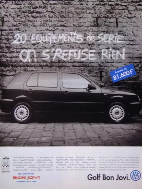 1996 Volkswagen Golf Good Jovi Advertising 20 Standard Equipment On Refuse Nothing