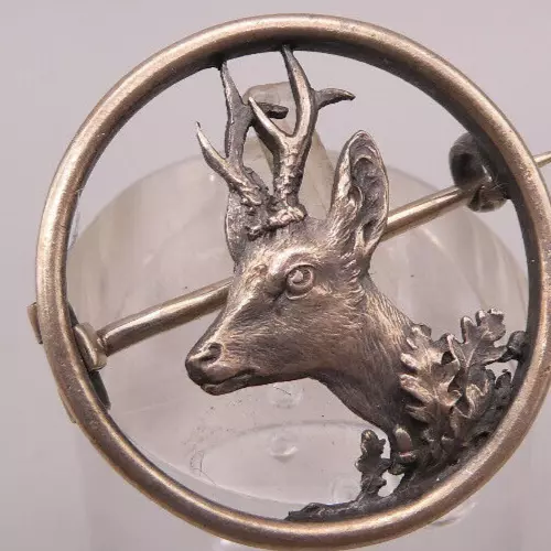 Brosche Spange Silber 835  alter Trachtenschmuck mit Tiermotiv