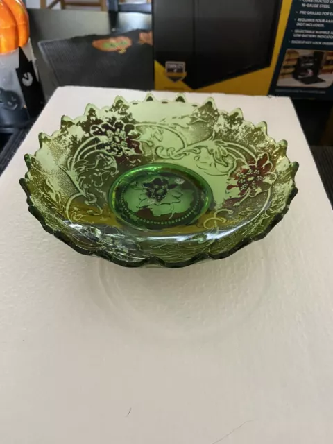 vintage green glass dish