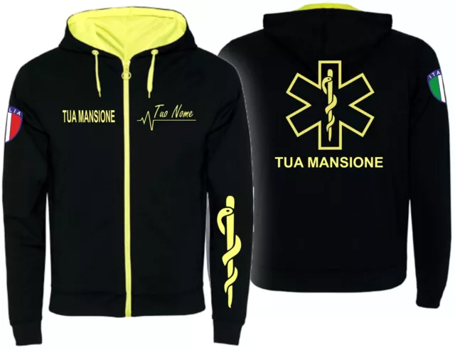 Felpa personalizzata con tuo nome e mansione, O.S.S. - Medico. - nurse - ecc....