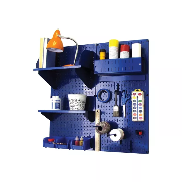 Wall Control Craft Center Pegboard Organizer Kit Blue Tool Board and Blue