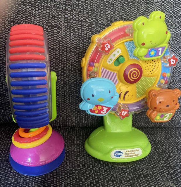 Pacchetto seggiolone/lotto giocattoli aspirazione Vtech & Sassy bambino