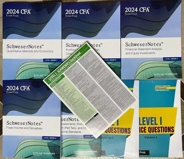 2024 CFA Level 1 Kaplan Schweser Study notes (1-5) & Practice book(25th hour)