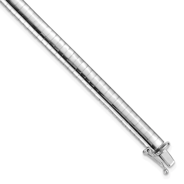 14k White Gold 6.2mm Domed Omega Bracelet 7"- Made In Italy