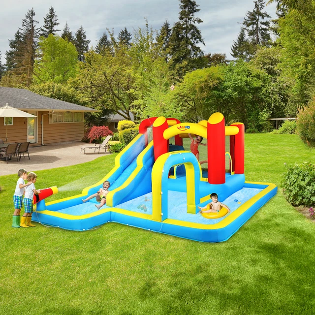 GRAND CHÂTEAU GONFLABLE d'eau sautant maison coulissante avec pistolets ...
