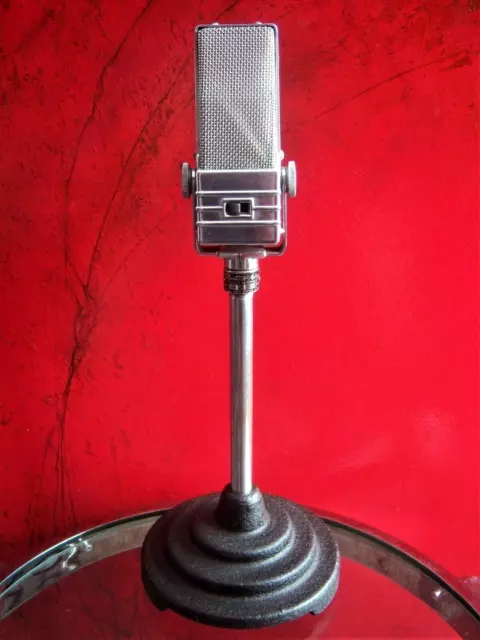 Vintage 1940's Electro Voice V-1 "Velocity" Ribbon microphone old w period stand