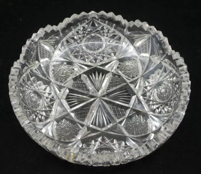 Old Roden Brothers Canada Cut Glass Candy Dish, Low Bowl, American Brilliant Era