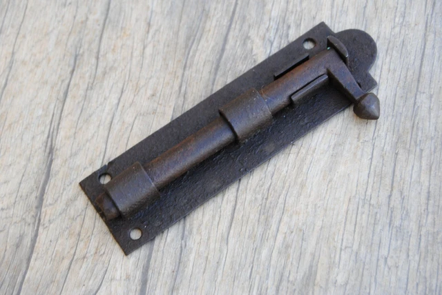 19c Vintage original iron rustic door window latch slide lock farm barn decor 2