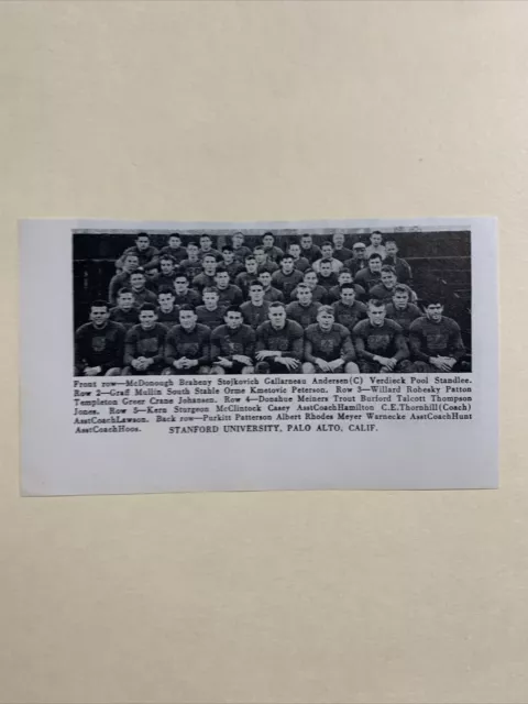 Stanford University Indians Cardinal Palo Alto CA 1939 Football Team Picture