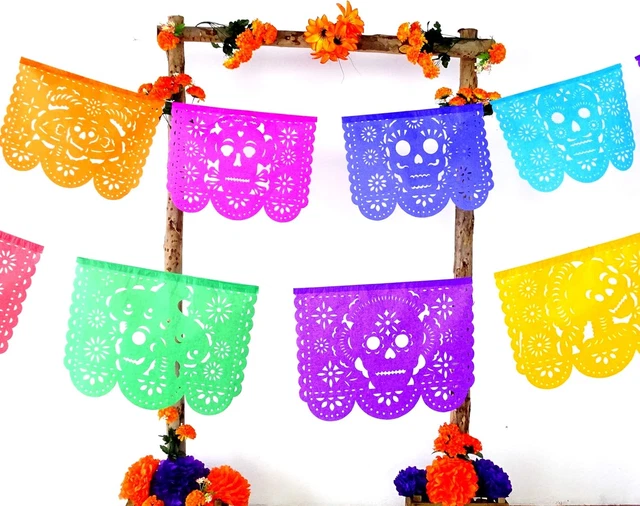 PAPEL PICADO BANNER Dia De Los Muertos, Day of the Dead Tissue Paper ...