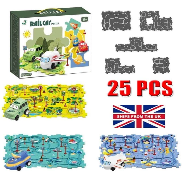 25Pcs DIY Assembling Electric Trolley Kids Educational Puzzle Track Car Play Set
