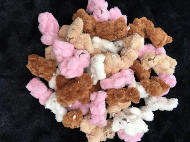 MINIATURE TINY SMALL JOINTED FLUFFY 4.5cm HANDMADE TEDDY BEARS BROWN, PINK,CREAM
