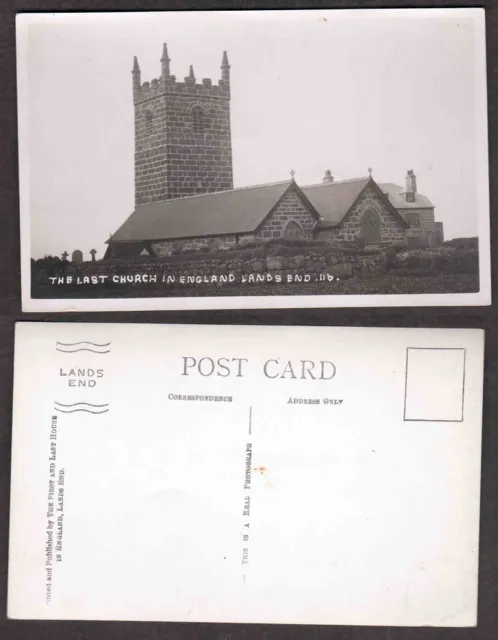 Old Real Photo Postcard - Last Church in England - Lands End