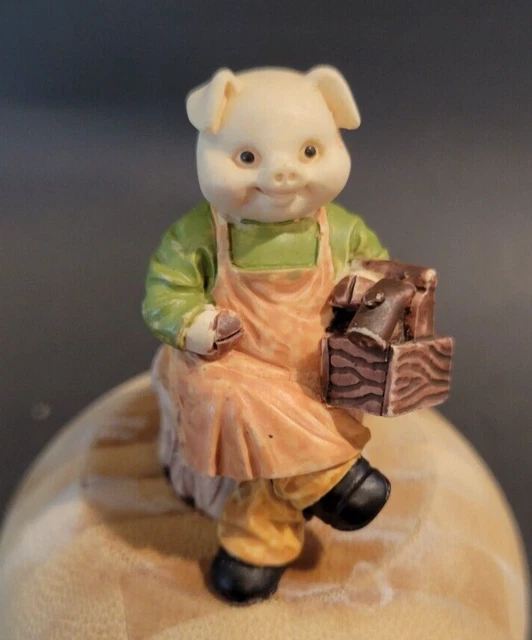 Cobbler Pig Vintage JC Miniature Bisque Style Shoe Maker Anthropomorphic Pig