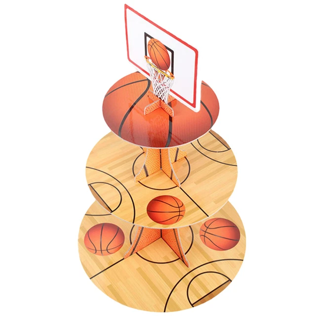 1 juego de soporte de exhibición de cupcakes de baloncesto soporte para pasteles postre escalonado S
