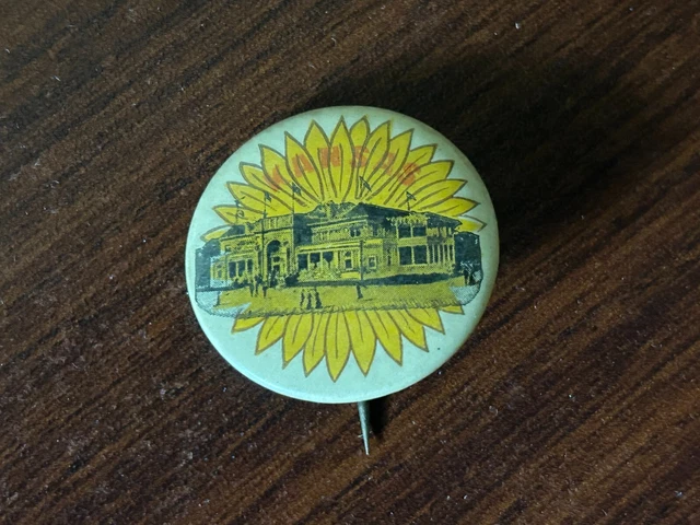Kansas Building From 1904 St Louis Worlds Fair Button Pin Pinback STEINER Vtg
