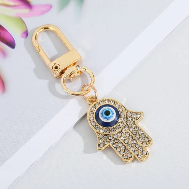 Turkish Lucky Hamsa Evil Eye Crystal Keychain Keyring Women Men Jewelry Gift New
