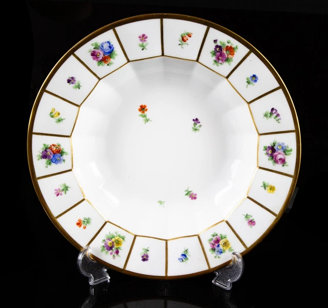 Royal Copenhagen -Henriette- Painted Floral Gilt Porcelain Soup Bowl Dish 8546