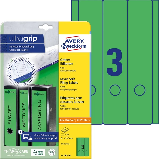 Avery Zweckform L4754-20 60 Folder Spine Labels (A4 60 Spine Labels, Width/Lengt
