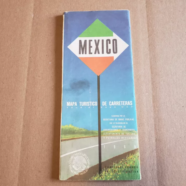 1966 Mexico Tourist Road Map Travel Guide Mapa Turistico De Carreteras