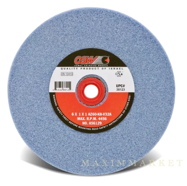 6" x 1" x 1" Grinding Wheel Premium Blue Aluminum Oxide for High Speed Steel