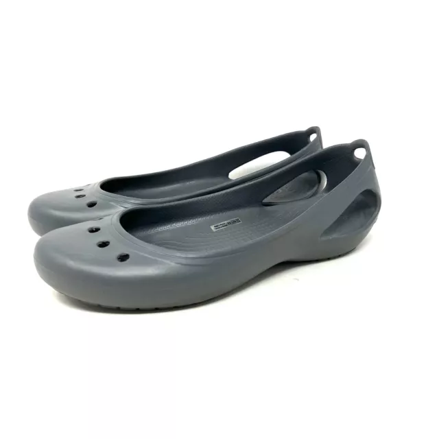 Crocs Womens 11 Kadee Ballet Flats Closed Toe Dark Grey Slip On Shoes