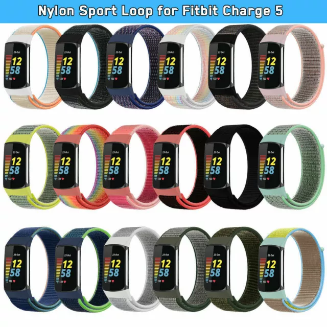 For Fitbit Charge 5 Woven Nylon Sport Loop Band Wrist Strap Smart Watch Bracelet