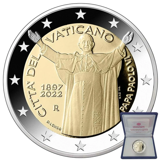 Vaticano 2 euro papa Paolo VI. 2022 - 125° compleanno - in astuccio - PP