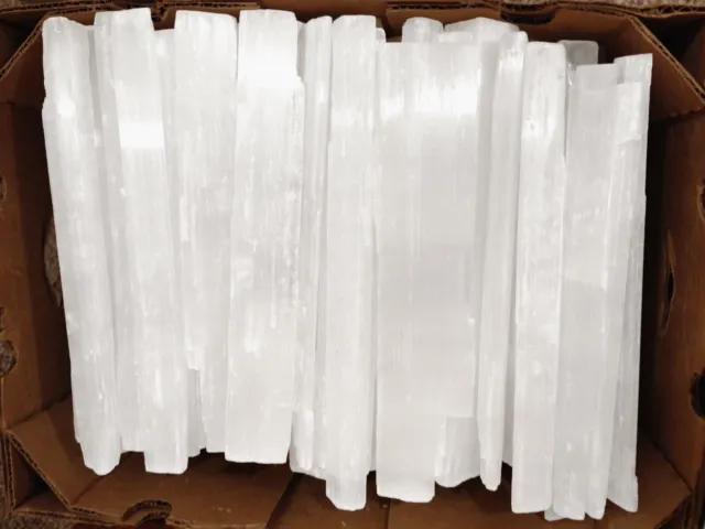 Lb LOT Selenite Logs " Natural Crystal Wands XL Bars 14" Sticks BULK Wholesale 2