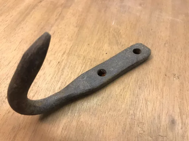 Antique Blacksmith 17th 18th Century Made Wrought Iron Meat Hook Coat Hook
