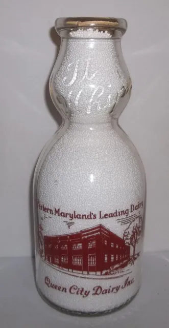 Queen City Dairy Cumberland Maryland Pyro Quart Cream Top & Spoon Allegany Cty