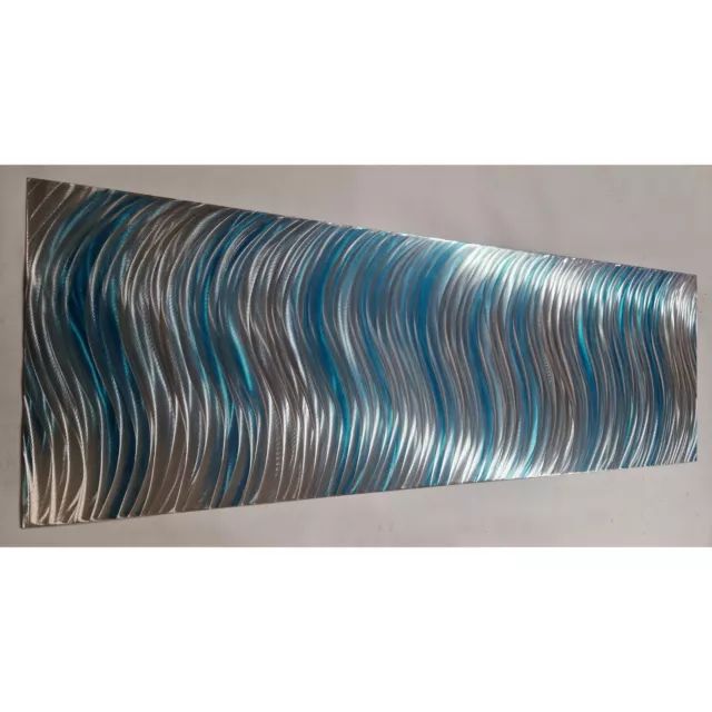 Sway. Modern abstract Contemporary metal wall art. Teal and Silver