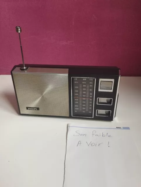 poste  radio FM vintage Philips Portable Receiver années 70 PROBLEM SON FAIBLE