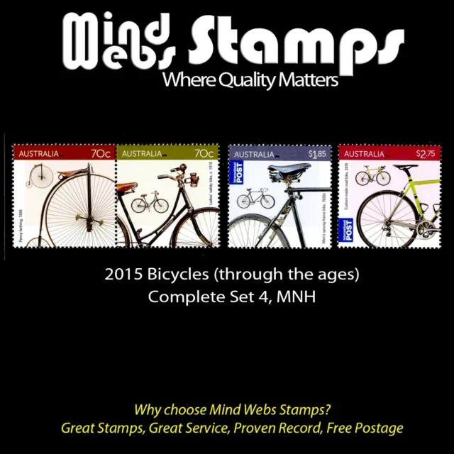 Australian Decimal Stamps 2015, Bicycles, Complete Set 4, MNH