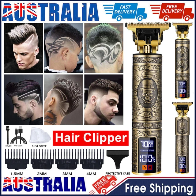Men Portable Electric Hair Trimmer LCD Clippers Beard Shaver Cutting Cordless AU