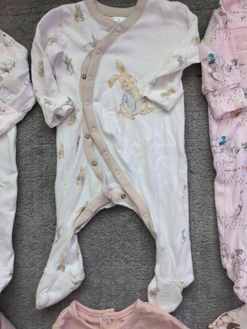 Massive bundle baby girls 0-3 months clothes sleepwear bedtime sleepsuits & vest 6