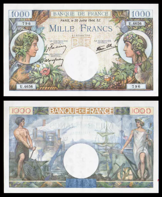 Billet France - 1000F Commerce et Industrie - 20.07.44 - SPL+ - Fay : 39.12