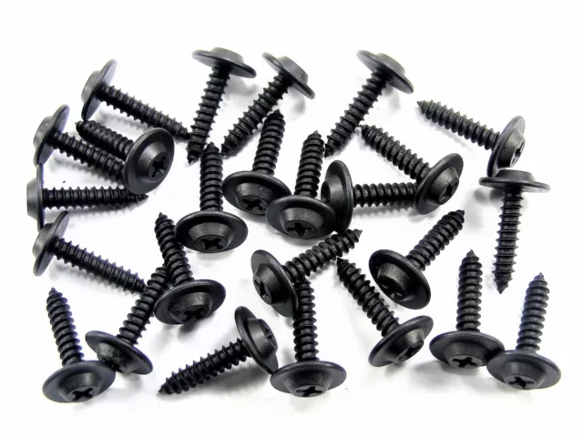 Ford Black Trim Screws- #8 x 3/4" Flat Top- 1/2" Head Diameter- 25 screws- #202