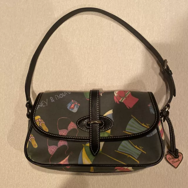 Dooney & Bourke Miami Beach Small Flap Shoulder Purse Black EUC Florida Summer