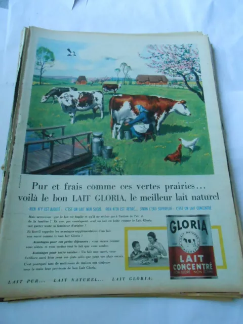 Publicité advertising 1960  Gloria Lait Concentré pur et frais