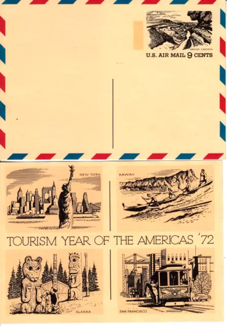 US 1972 TOURISM YEAR OF THE AMERICAS  AIRMAIL POSTCARD USA 9c  UNUSED VF B1520C