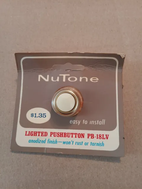 Nutone Doorbell Push Button Gold Anodized Bezel PB-18LV Vintage Hardware USA NOS