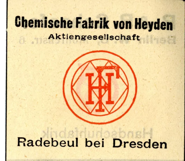 Chemische Fabrik von Heyen Radebeul bei Dresden Trademark 1908