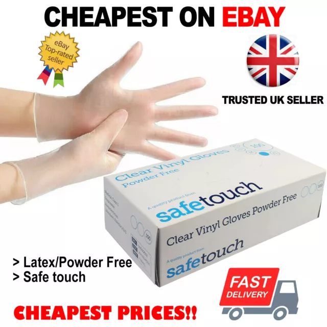 Vinyl Gloves Disposable Powder & Latex Free Work Tattoo Food Medical Box 100