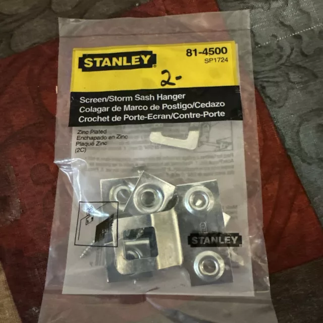 STANLEY SCREEN/STORM SASH HANGER BRACKETS Zinc Plated 81-4500 NIP